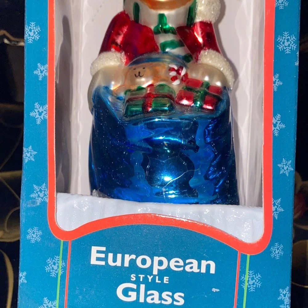 Vintage 1999 Disney Mickey Unlimited Donald Duck Santa Glass Ornament NEW